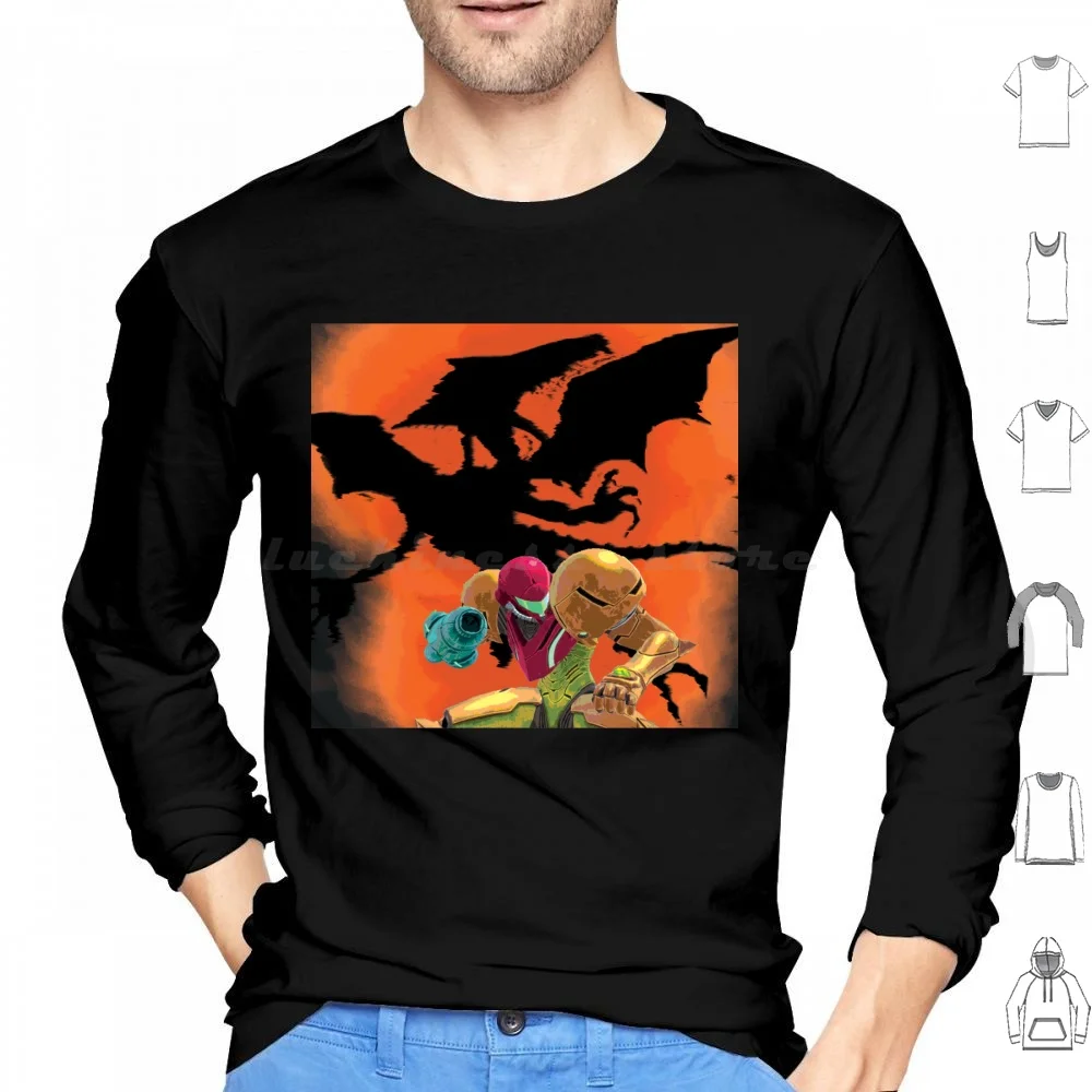 Whel'S Ridley, Samus? Felpa Con Cappuccio In Cotone Manica Lunga Wholeses Ridley Samus Samus Aran Metroid Metroid Prime Super Metroid