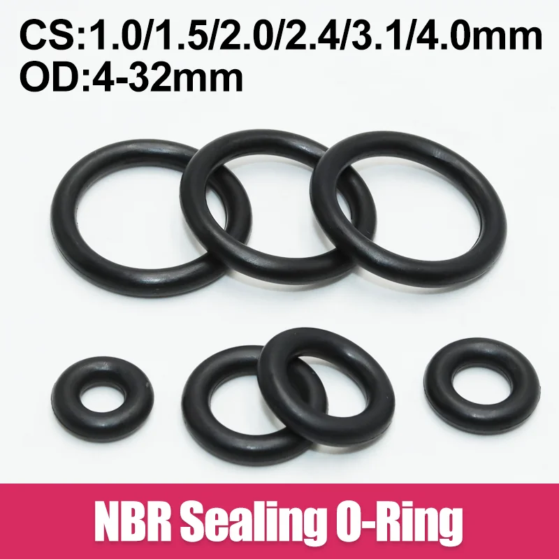 O Ring Sealing Washer NBR Ring Plumbing Round Rubber Gasket Oil Resistant High Temperature 100/20pcs Oring CS1/1.5/2/2.4/3.1/4mm rubber o rings,sealing gasket,rubber washers,keycap o rings,silicone o rings