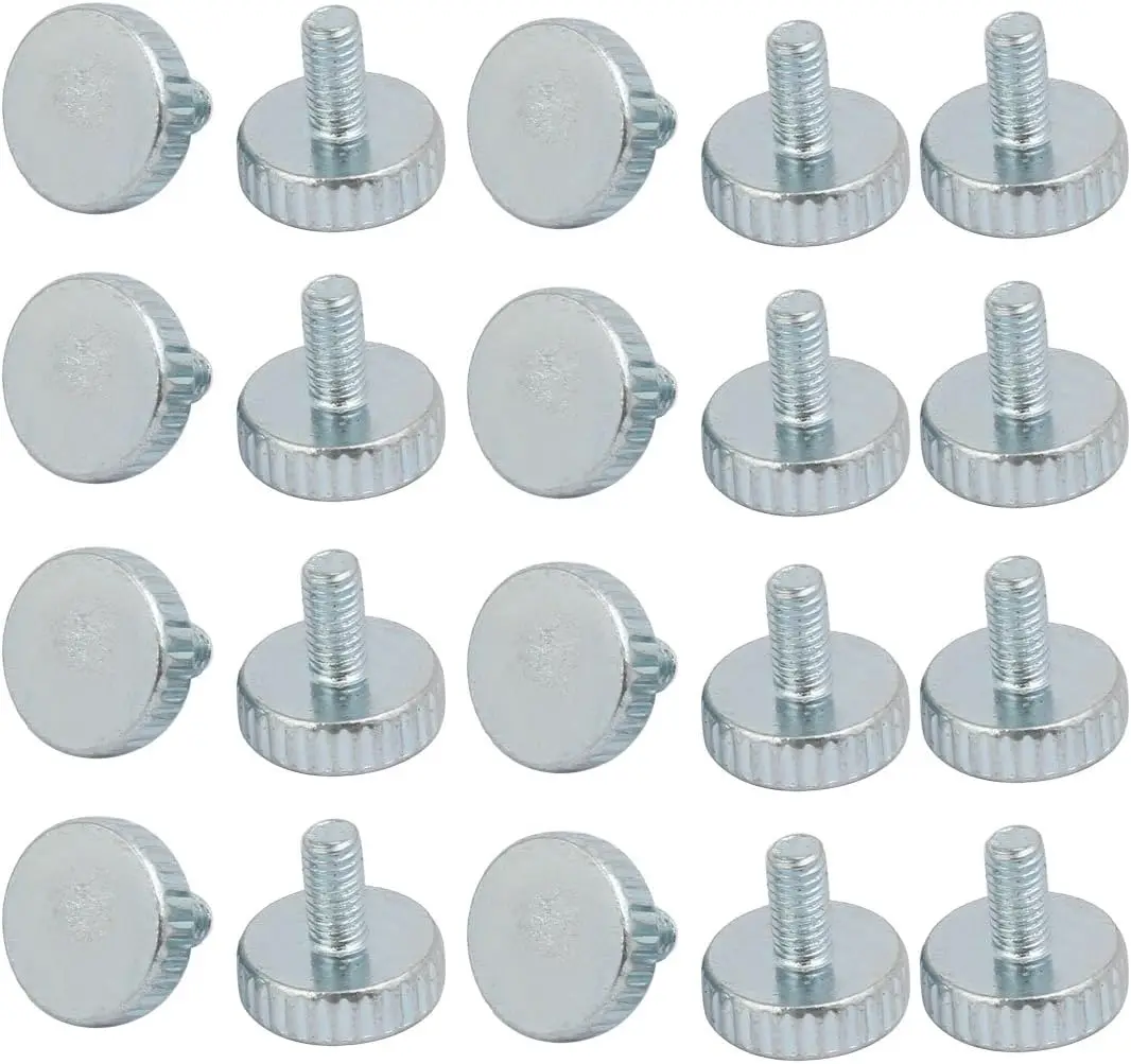 

M3x6mm Thread Zinc Plated Knurled Round Head Thumb Screws Silver Blue 20pcs