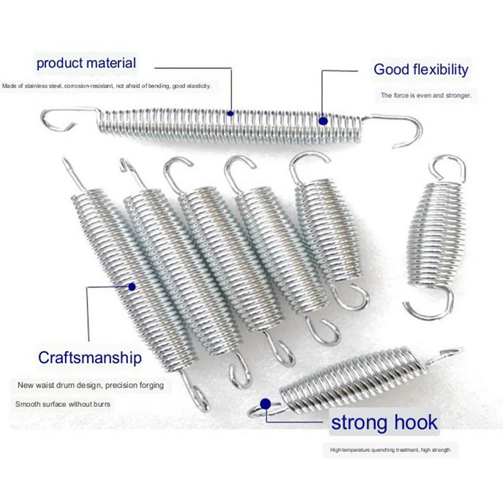 Trampoline Springs 10pcs 70 Carbon Steel Corrosion-resistant Good Elasticity Uniform Force New Waist Drum Design High Strength