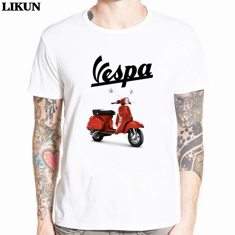 

2019 Custom t-shirt Fashion Men T Shirt Men's Women's Vespa Print T-Shirt Motorcycle Casual Men TShirt Camisetas Masculinas