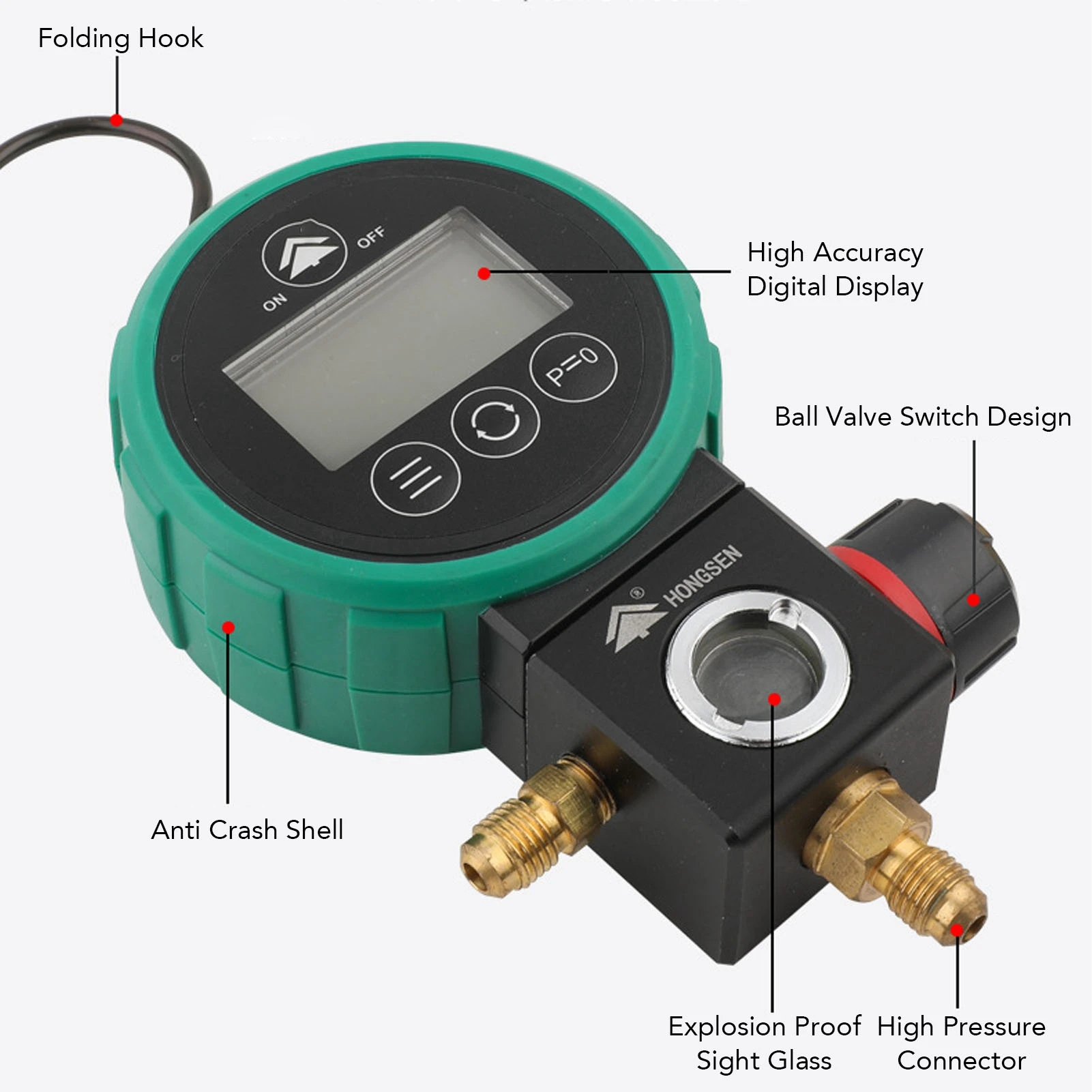 Digital HVAC Gauge HVAC Vacuum Gauge Tester Timed Shutdown Ergonomic Hand Wheel High Accuracy Sensor for Refrigerating Fluid
