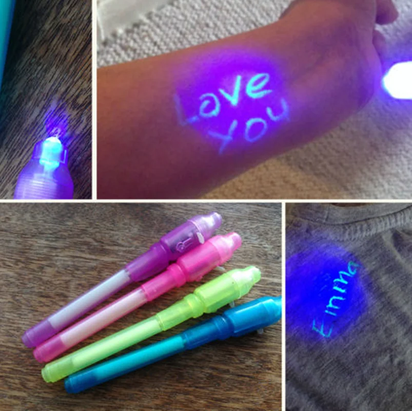 5PCS Luminous Light Pen Magic Marker 2 In 1 UV Black Light