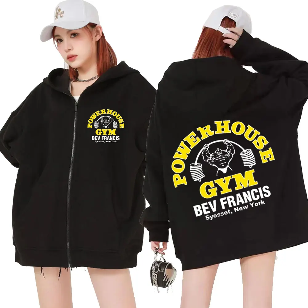 

Powerhouse Gym Logo Zipper Hoodie Men Women Fashion Vintage Geek Fitness Zip Up Jacket Hoody Sweatshirt Harajuku Oversized Coats