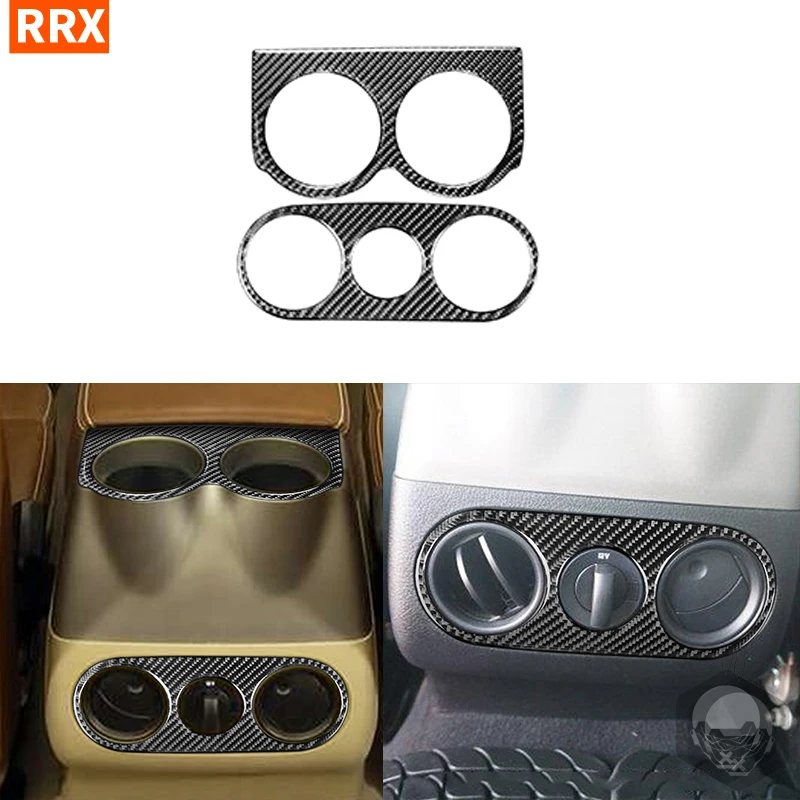 

Car Rear Water Cup Holder Air Outlet Tuyere Decorative For Ford F150 2004-2008 Real Carbon Fiber Cover Trim Stickers Accessories