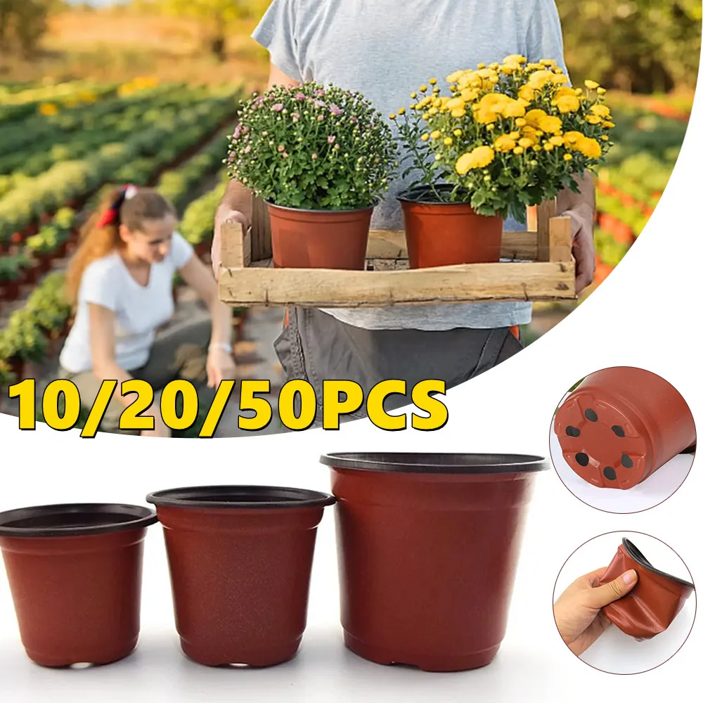 Nursery Pots 9/12/15cm Flowerpot Plastic Grow Box Fall Resistant Tray For Home Garden Plants