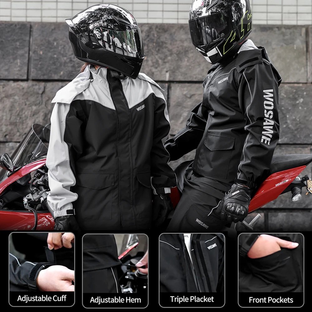 Motorcycle Raincoat Men Women Waterproof Motorcyclist Rider Raincoat Reflective Ebike Electric Scooter Biker Rain Jacket