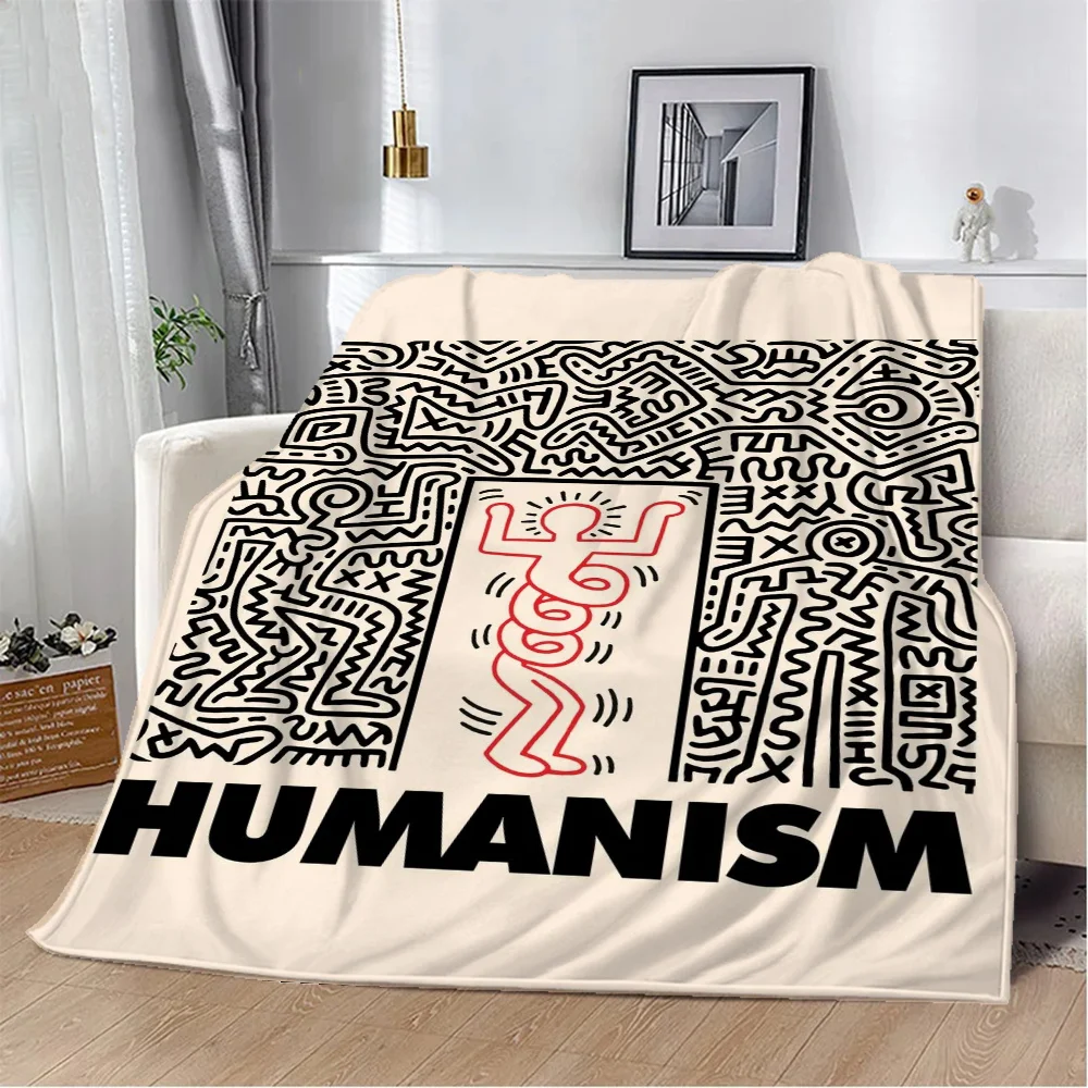 Keiths Harings Decorative Blanket King Size Beach Towel Sofa Blankets & Throws Microfiber Bedding Interior for Home Fluffy Plaid 2