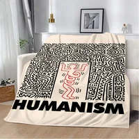Keiths Harings Decorative Blanket King Size Beach Towel Sofa Blankets & Throws Microfiber Bedding Interior for Home Fluffy Plaid 2