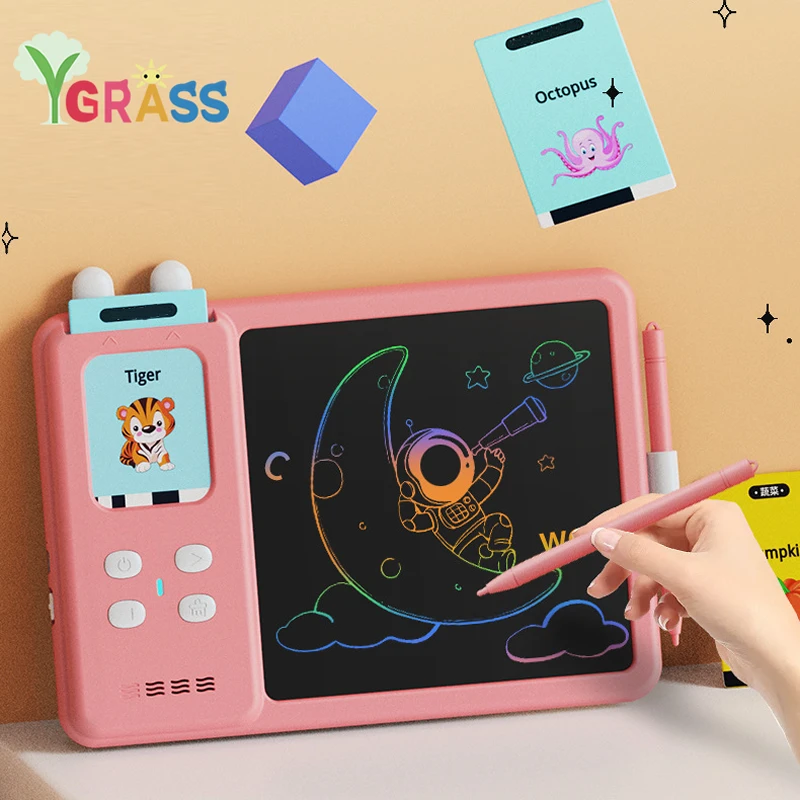 

Audible Flashcards English Learning Machine Talking Flash Cards Reader ABC Reading Audio Games Kids Education LCD Drawing Toys