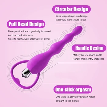 One-Touch Button Stimulate Vibrator For Women Sexy Toys Adult Products For Male Anal Beads Plug Massager Soft Silicone Sexy Toys 6