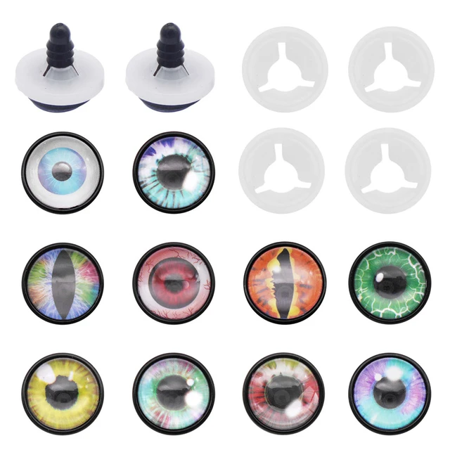 6 PAIR Plastic Safety Eyes Transparent Colors 14mm to 18mm Teddy