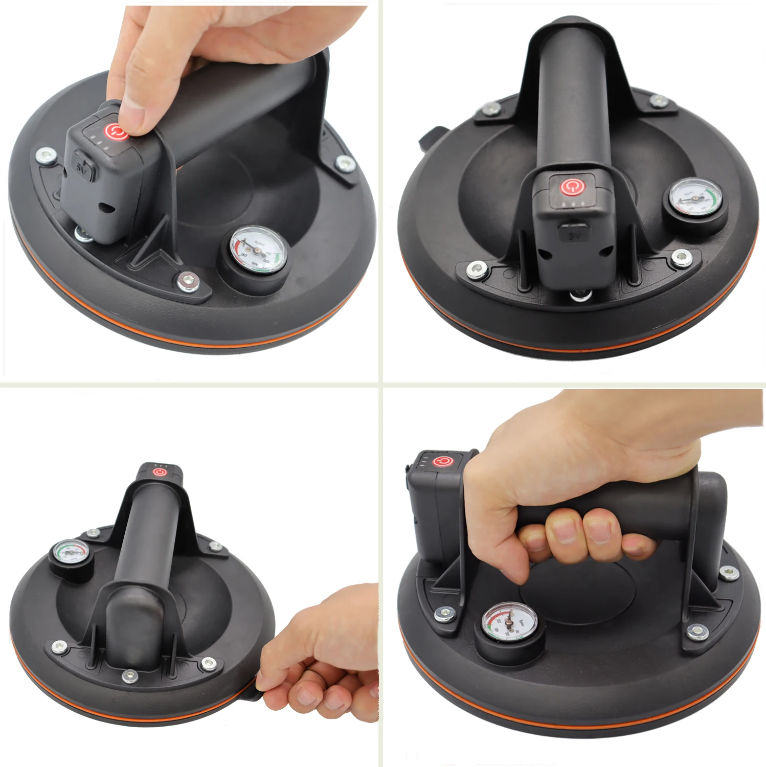 Electric glass suction cups, 8 inch vacuum suction cups, rechargeable glass regulator for glass, window, granite, tile lifting