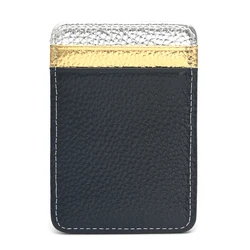Chic Metallic Colorful PU Leather RFID Card Holder & Mini Wallet (BLACK)