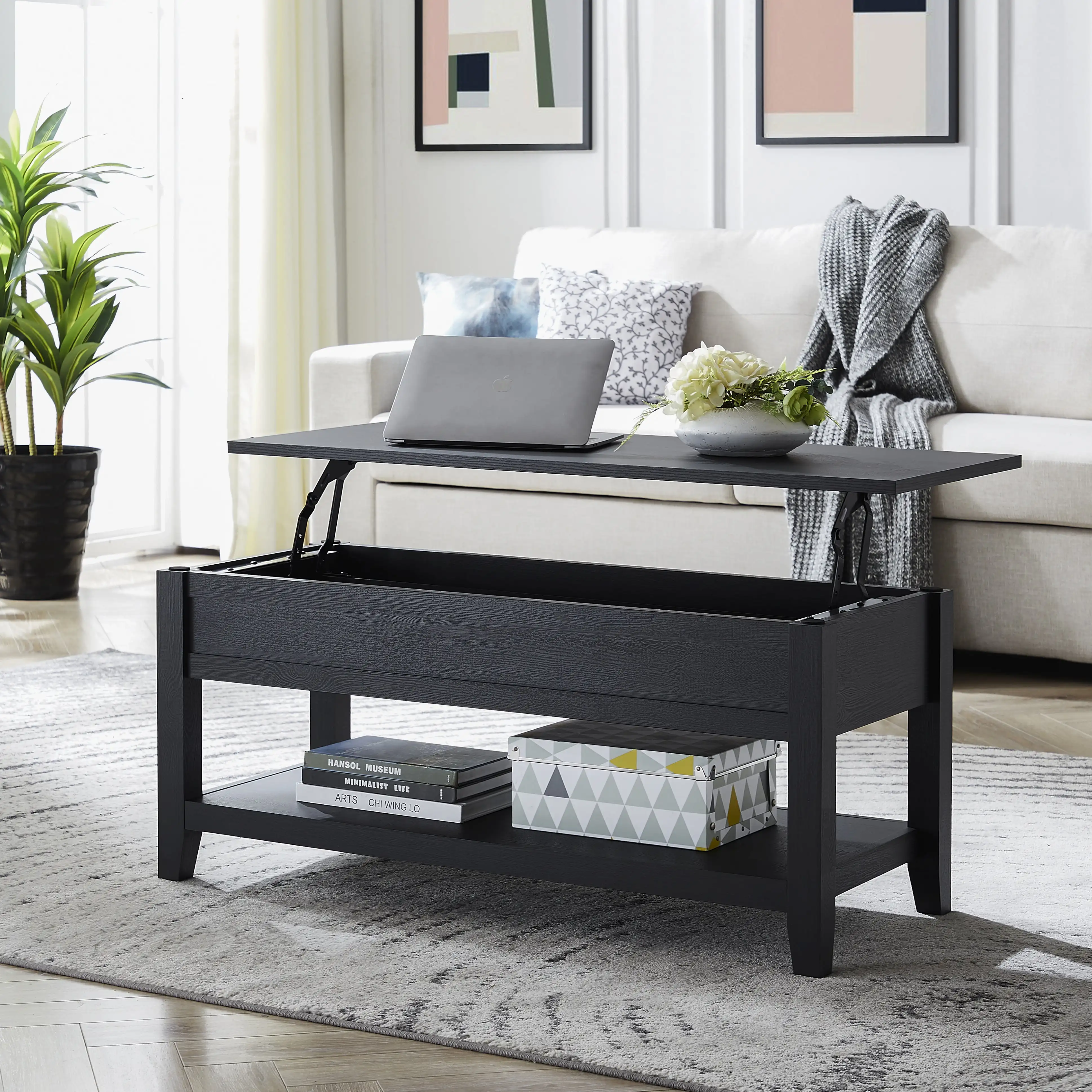 

Mainstays Lift Top Coffee Table with Storage Shelf, Blackwood