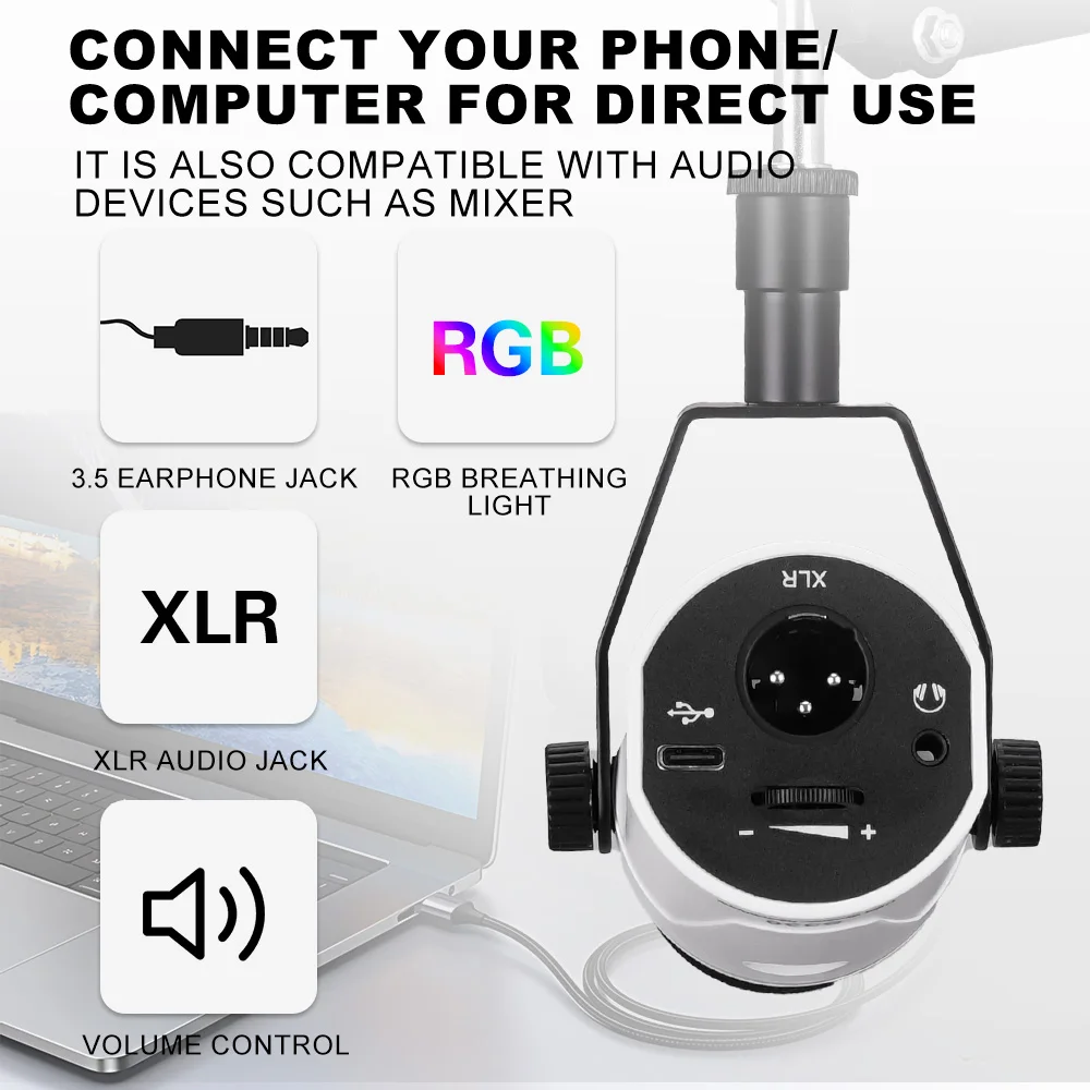 المهنية USB أو XLR تدفق البودكاست PC RGB الميكروفو...