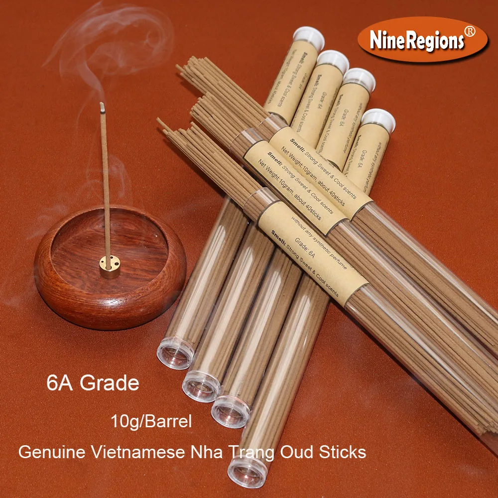 10G 6A Grade Genuine Vietnam Nha Trang Oud Bastoncini Di Incenso Pvc Barrel Packing Natural Home Fragrante Odore Forte E Duraturo