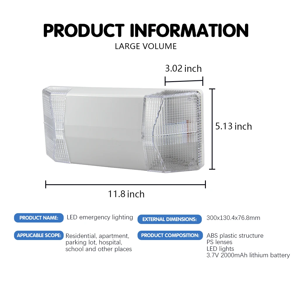 Emergency Evacuation Light Double Head LED Emergency Light Wall-mounted Rechargeable Fire Fighting Lamps Safety Indicator