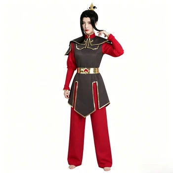 Costume Cosplay Anime Avatar: La Leggenda di Korra, Set Azula con Top, Sciarpa e Cintura, Uniforme per Allenamento Kung Fu, per Halloween e Feste in Maschera