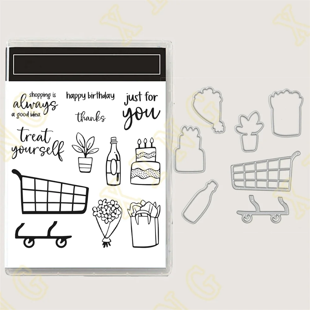 

Happy Birthday New Metal Cutting Dies and Clear Stamps Template DIY Scrapbook Album Paper Card Decoration Embossing Craft