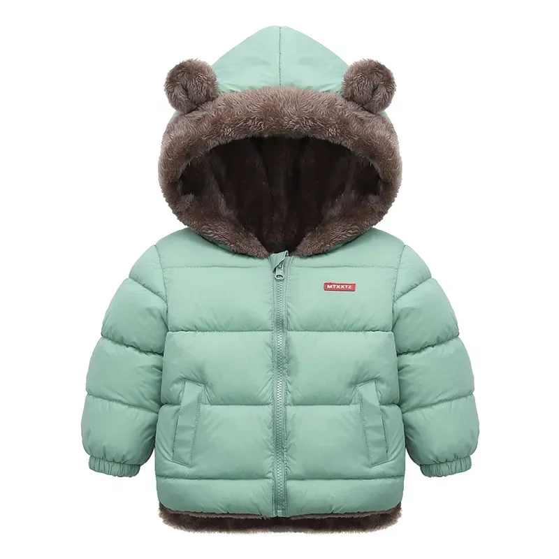 Kids Cotton Clothing Thickened Down Girls Jacket Baby Children Winter Warm Coat Zipper Hooded Costume Boys Outwear