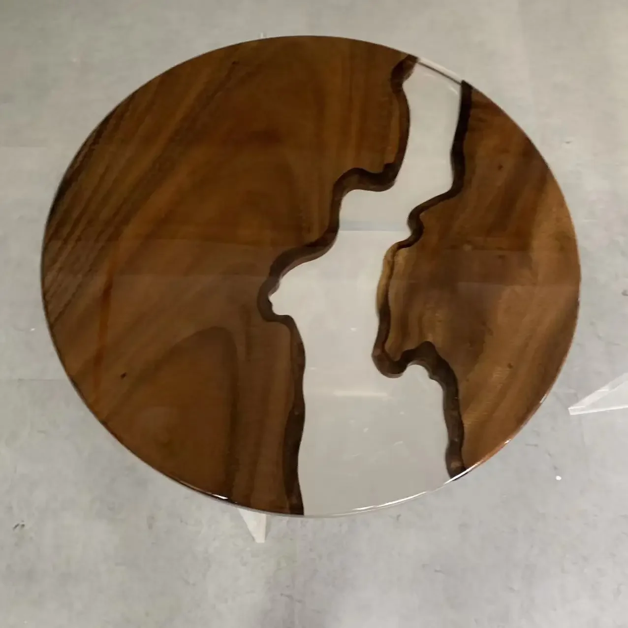 Round coffee table wood slab solid wood natural edge epoxy resin table top