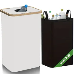 100L Large Capacity Kitchen Recycling Bin with Removable Storage Bags (Beige)