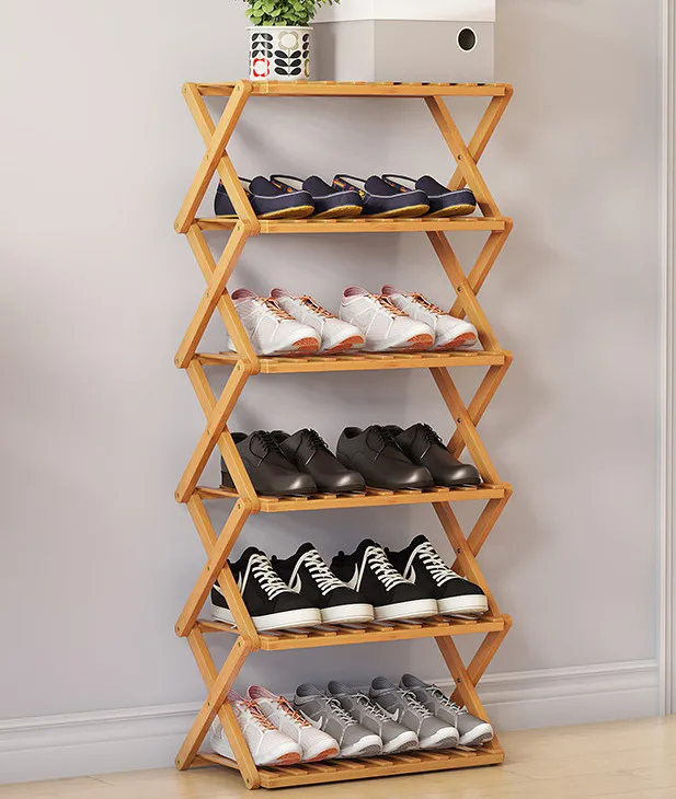 Minimalist Multipurpose Foldable Divider Rattan Shoe Cabinet Sliding Door Shelves