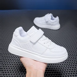 Breathable Non-Slip Kids' Sports Sneakers - Soft Soled Leather Tennis Shoes - 30 (White)