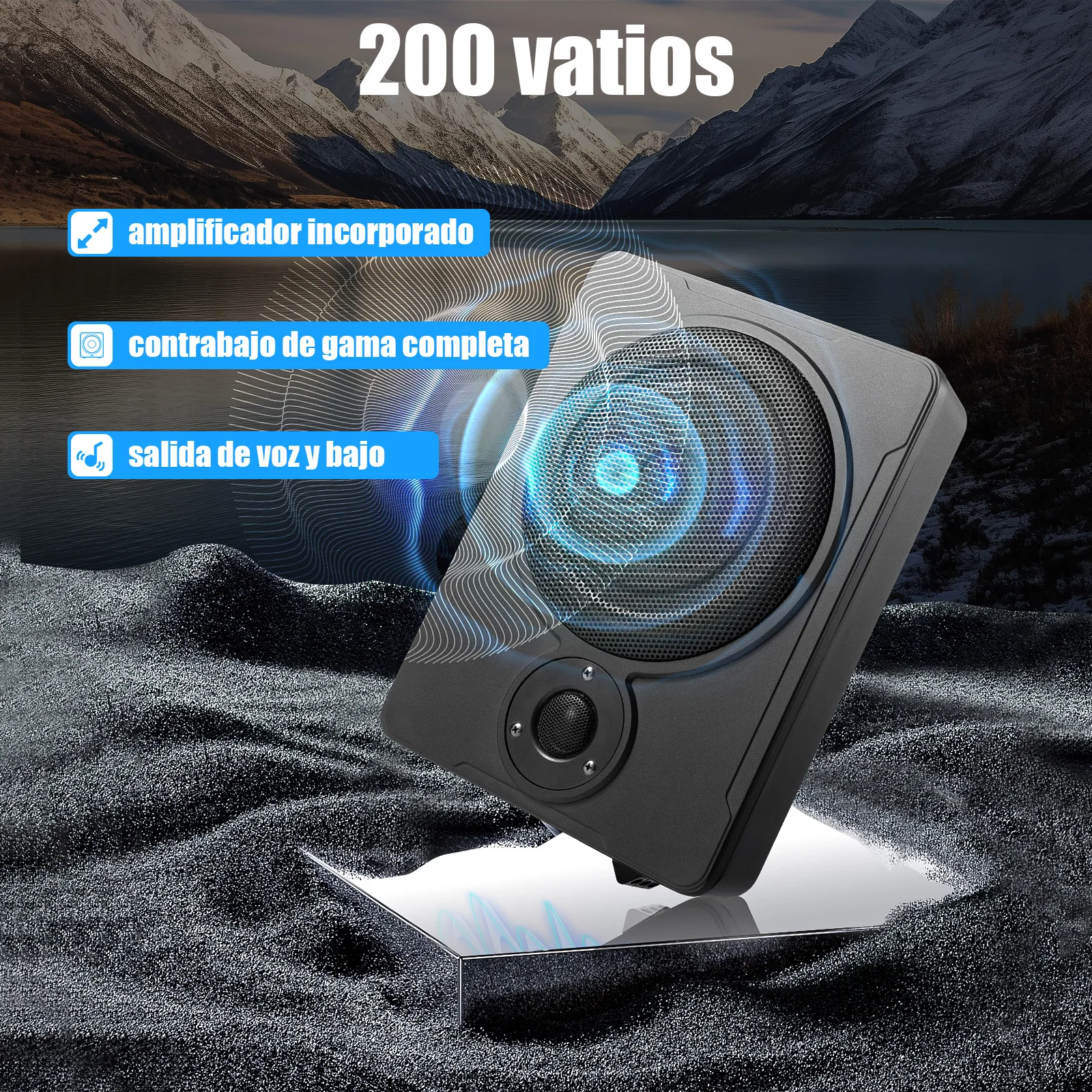 Sub-Bass-Lautsprecher, Auto- oder LKW-Audio-Slim-Kit, unter dem Sitz, angetriebener Subwoofer, 8 Zoll, 600 W