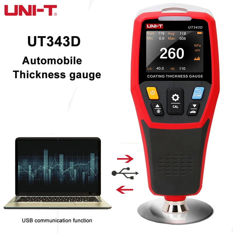 

UNI-T UT343D толщиномер краски, использованный толщиномер автомобильного покрытия, подходит для промышленной обработки краски металла