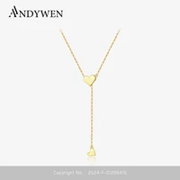 ANDYWEN-Pendentif JOCoussins réglable en argent regardé 925 pour femme, collier à breloques, tour de cou goutte, bijoux de luxe rebrodés 1