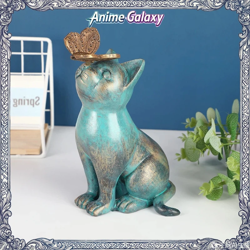 귀여운 고양이 수지 조각상 정원 파티오 마당 거실 홈 데스크탑 장식 야외 실내 예술 장식품을위한 수제 공예 장식품