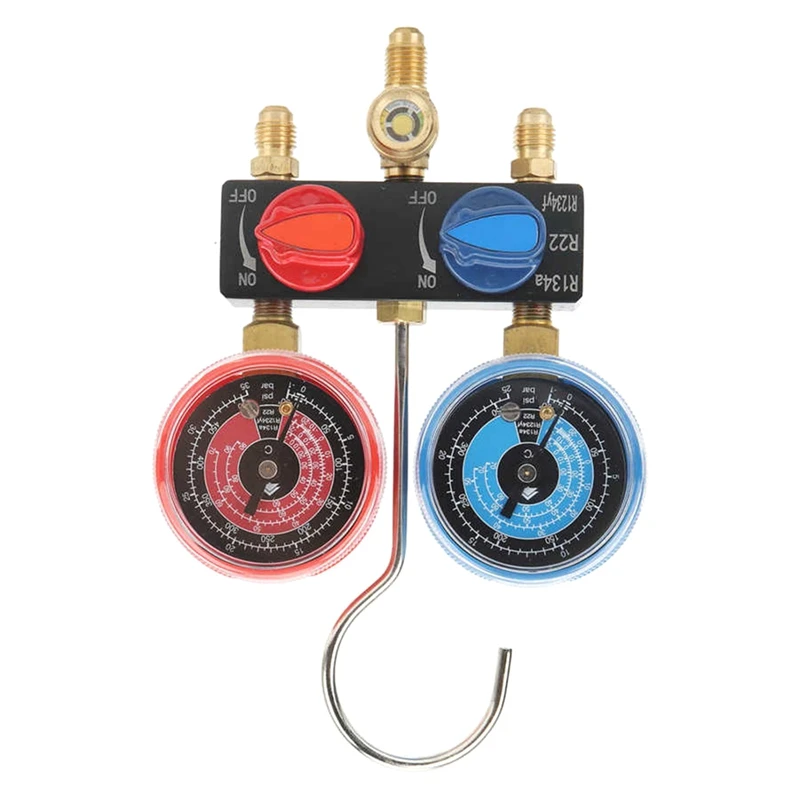 

NEW-HS-M01 Refrigerant Diagnose Manifold Gauge G1/4 Condition Manometer Pressure Gauge Refrigeration Tools For R22/R1234yf