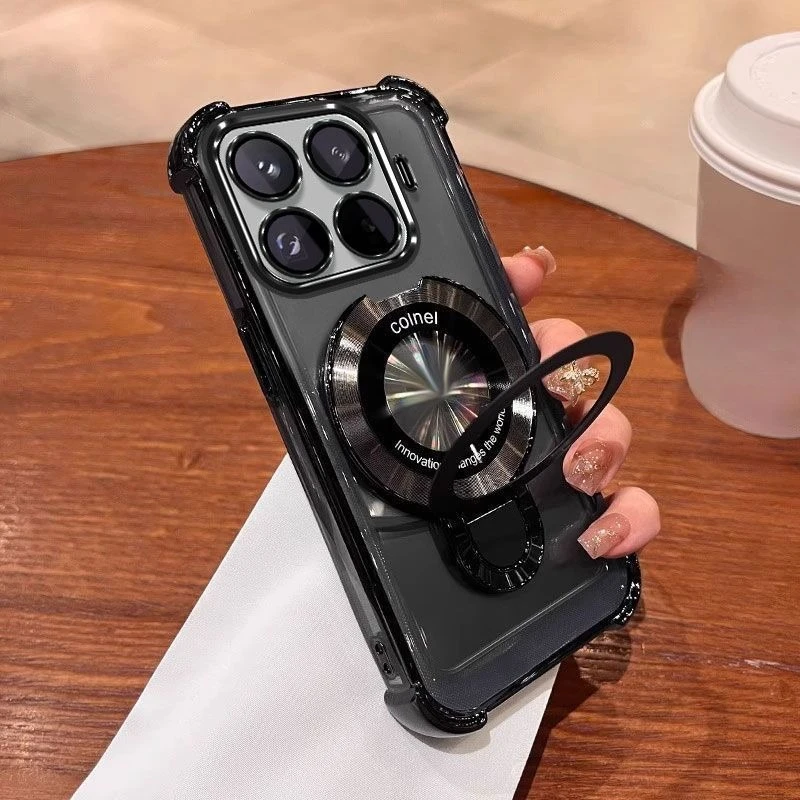 Shockproof Plating Magnetic Bracket Silicone Phone Case