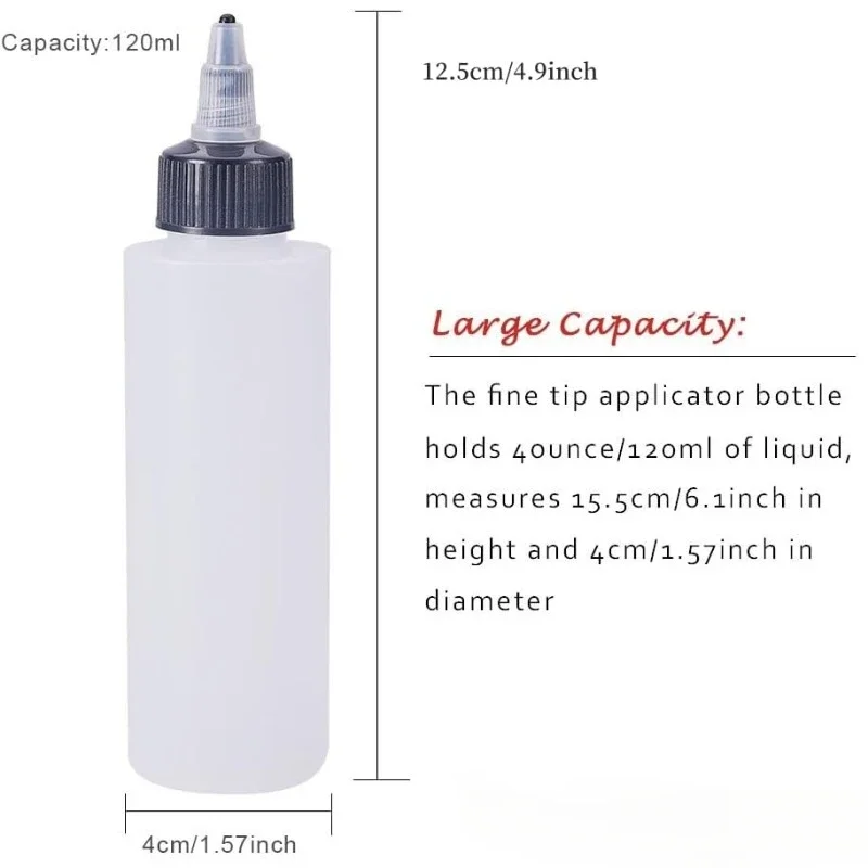 12 Pack 4 Ounce Plastic Squeeze Dispensing Bottles with Black Twist Cap Nozzle for Liquid Crafts Art Glue Multi Purpose