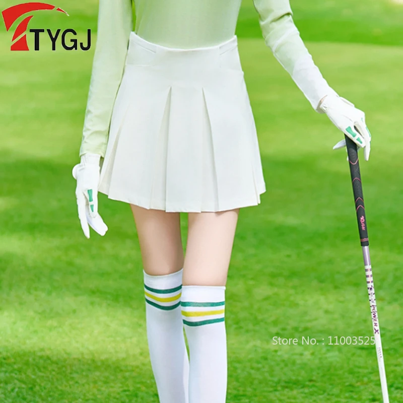 TTYGJ Korean Version Golf Clothing Women Academy Style Short Skirt High Waist Ladies Pleated Skirt Vintage Casual Golf Skorts
