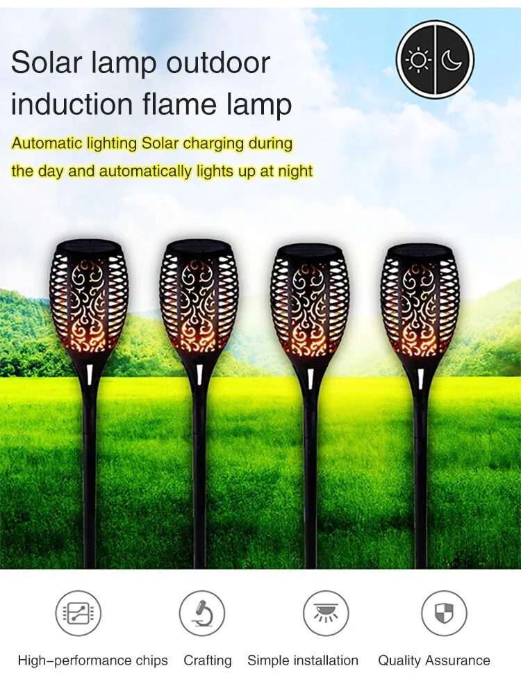 Description Picture 3 of itemSolar Lawn Lights Sensor Outdoor Patio Decorative Ground Plug Solar Flame Lights Torch Lights