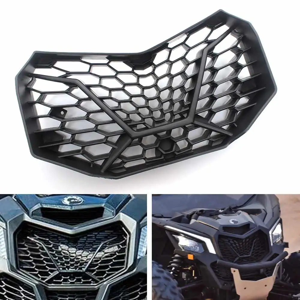 UTV Front Grille Accessories Matte Black Main Mesh Grille For Can-Am Maverick X3 Max XDS XRS XRC XMR Turbo 2/4 Doors 2017-2023 auto front grille for tt center honeycomb mesh bumper black grill ttrs 8j style 2008 2009 2010 2012 2013 2014