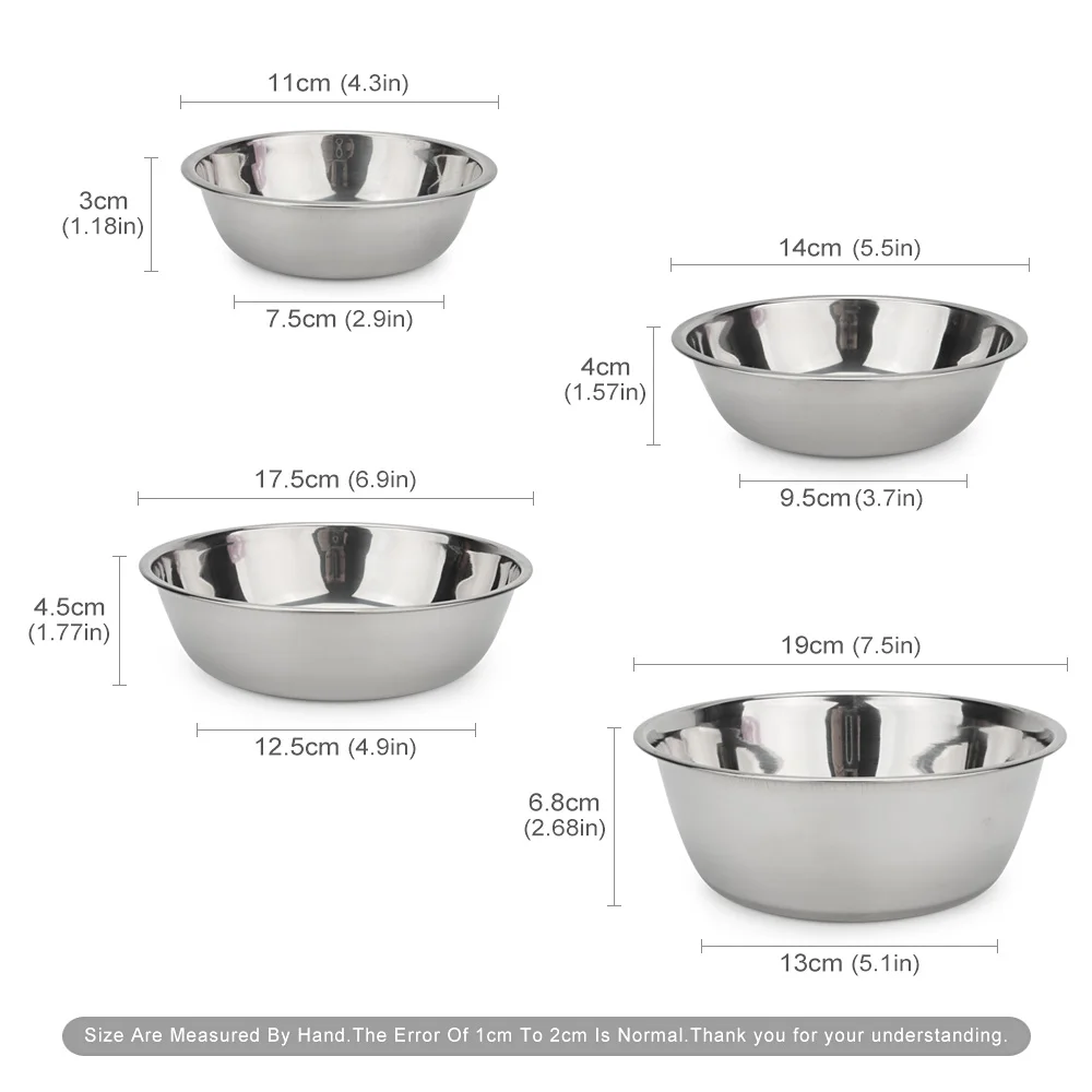 Dog Bowl Stainless Steel Pet Feeding Bowl Cat Food Drinking Feeder Bowl Durable Cheap For Small Medium Big Dogs 5