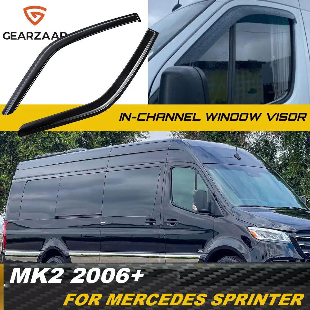 For Mercedes Sprinter 2006-2019 Wind Rain Black Deflectors Visors Perfect Fit
