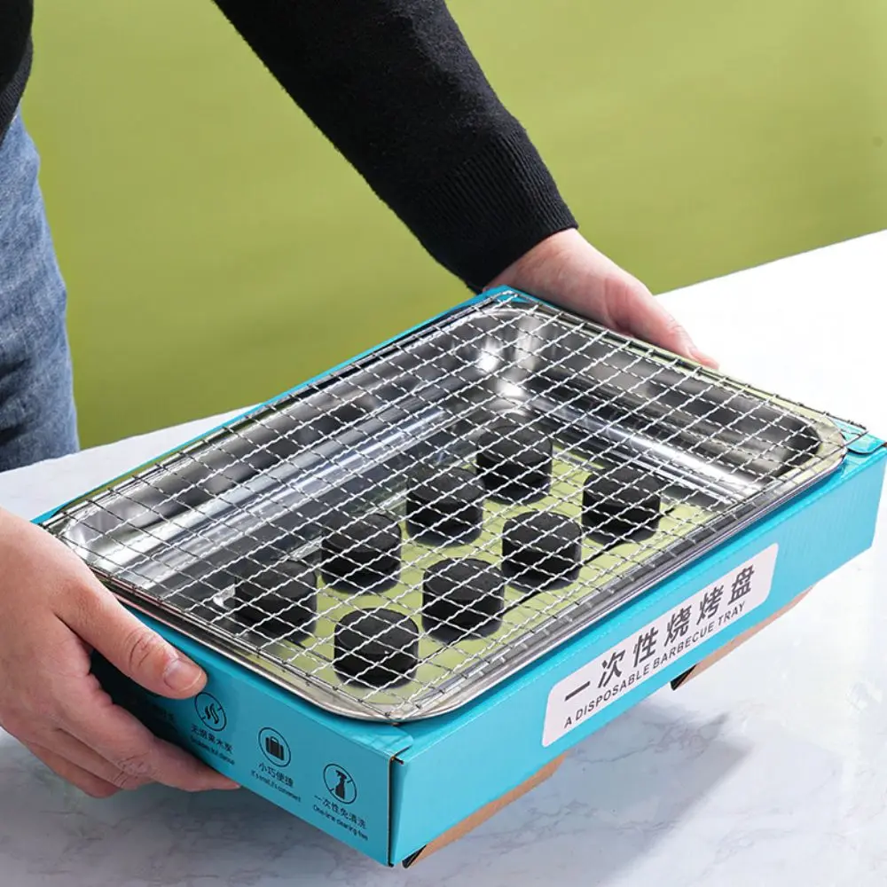 Description Picture 5 of itemHousehold Disposable Barbecue Grill Rectangular Anti-scalding Shell BBQ Grill with Brush Smokeless Barbecue Stove Picnic