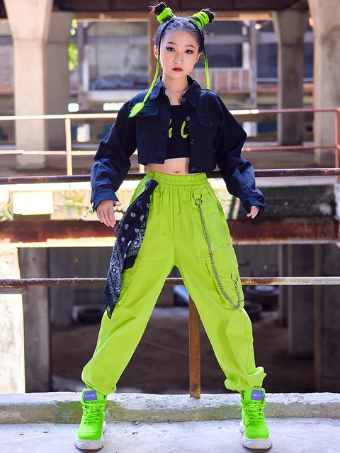 Costume de danse jazz cool pour filles et garçons - Beau pantalon - Vêtement  de rue hip-hop - Performance sur scène - Costume vert, hauteur 180 cm :  : Sports et Plein air