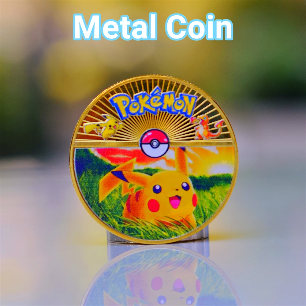 Pokemon Coine Metal Pokemon Coins Anime Moneta Commemorativa Pikachu Vmax Charizard Gx Mewtwo Gold Iron Hard Cards Giochi Giocattoli Per Bambini