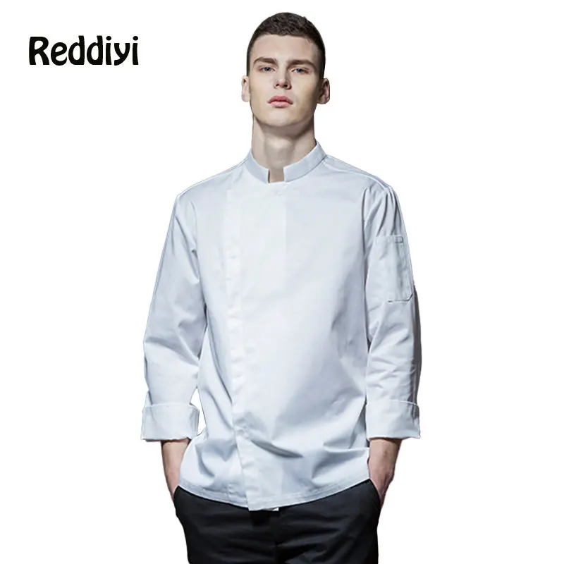 Western Restaurant Men's Kitchen Jacket Long Sleeves Hotel Chef White Work Uniform Catering Cooking Costume Coffee Overalls