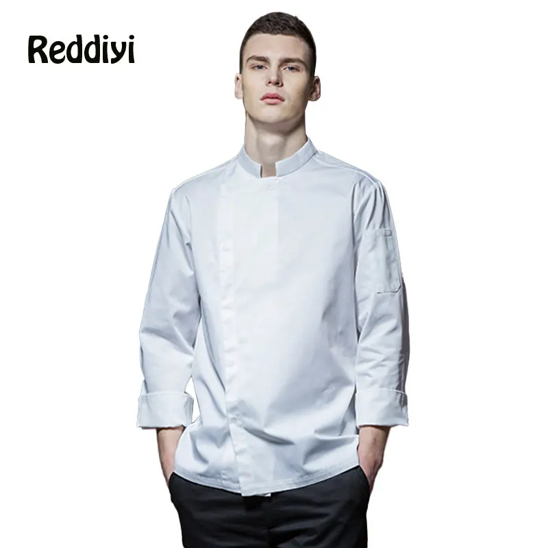 

Western Restaurant Men's Kitchen Jacket Long Sleeves Hotel Chef White Work Uniform Catering Cooking Costume Coffee Overalls