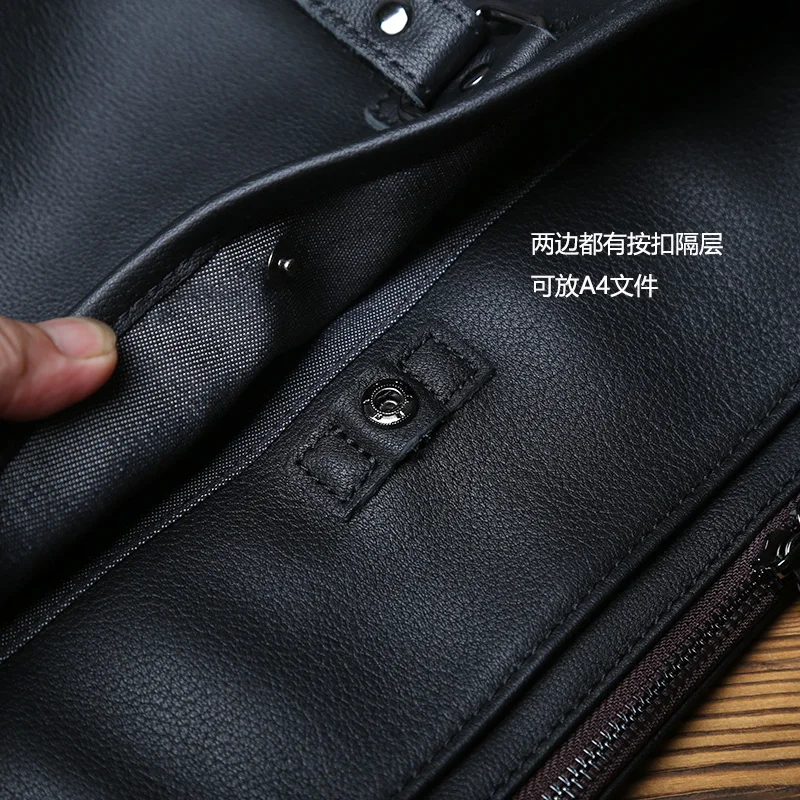 NZPJ Genuine Leather Men Briefcase Natural Cowhide Casual Handbag Soft Leather Business Shoulder Bag For 16 Inch Laptop