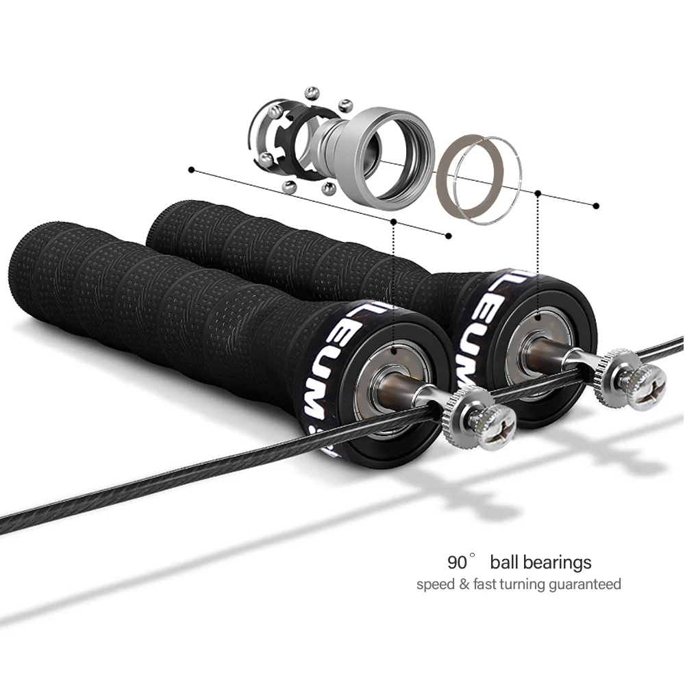 1pcs Black Anti-slip Sweat Absorption With Hand Glue Jump Rope Racing Bearing Removable Load Lock Design PVC Wire Jump Rope