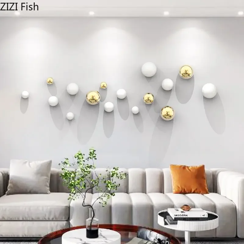 Simplicity Gold-plated Ball Wall Decoration Hanging Ornaments Room Aesthetics Decor Pendants Living Room Wall Background Display 5