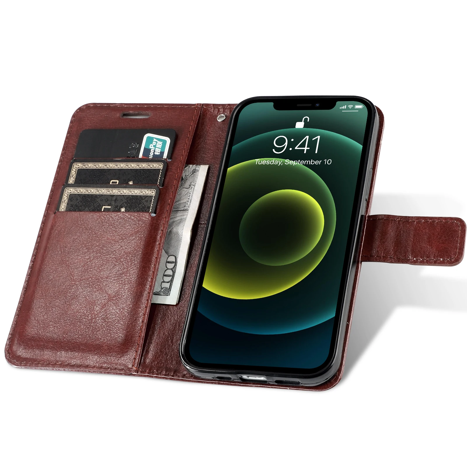 Leather Magnetic Flip Wallet Phone Cover and Case
